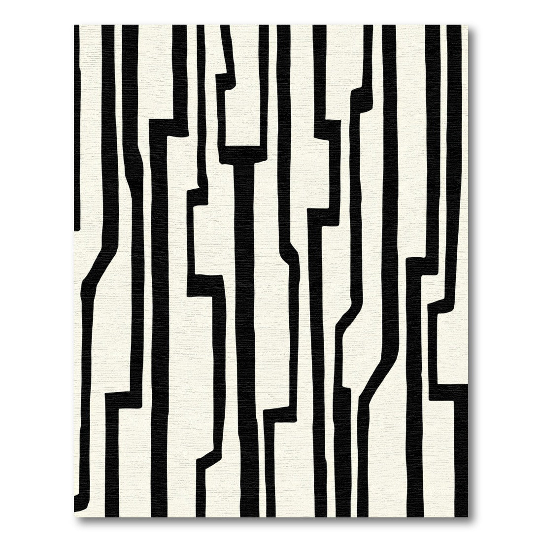 Black White Abstract Geometric Lines Rug