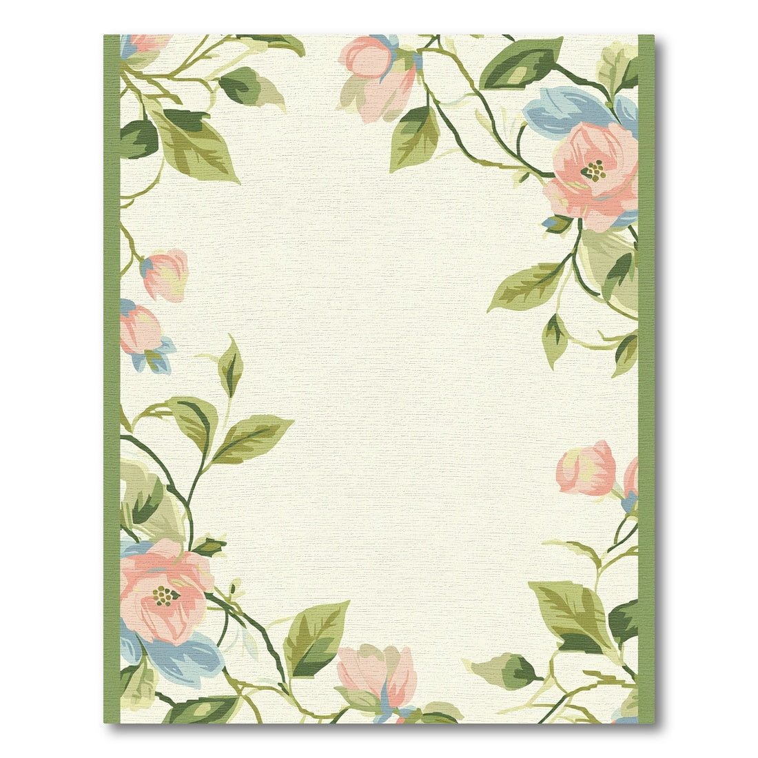 Pastel Pink Floral Garden Vines Rug