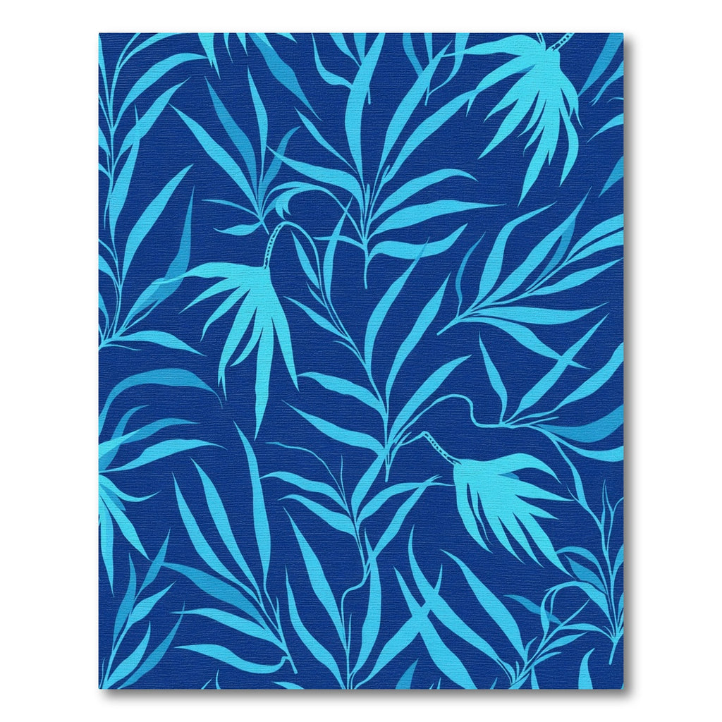 Deep Blue Tropical Leaf Foliage Rug