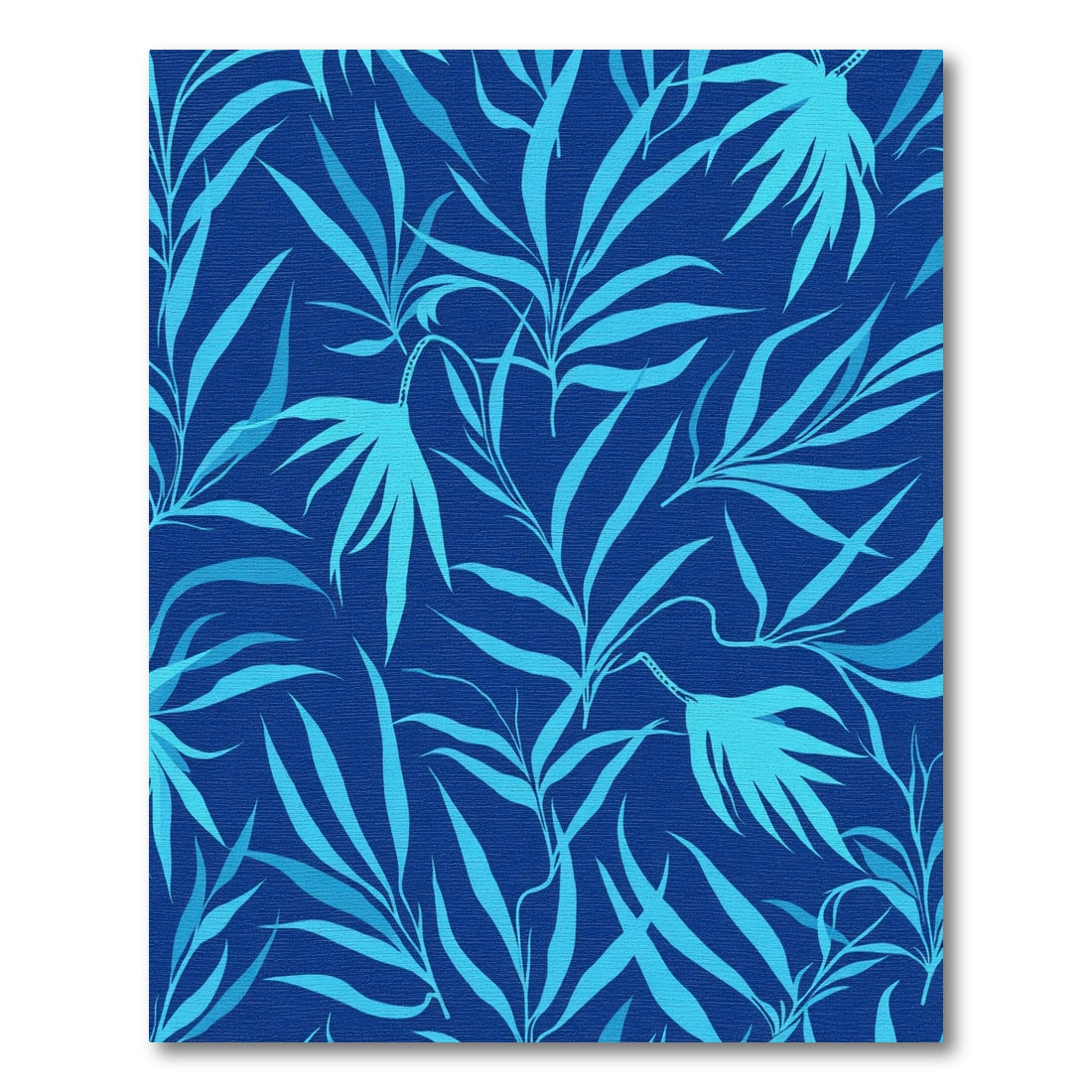 Deep Blue Tropical Leaf Foliage Rug