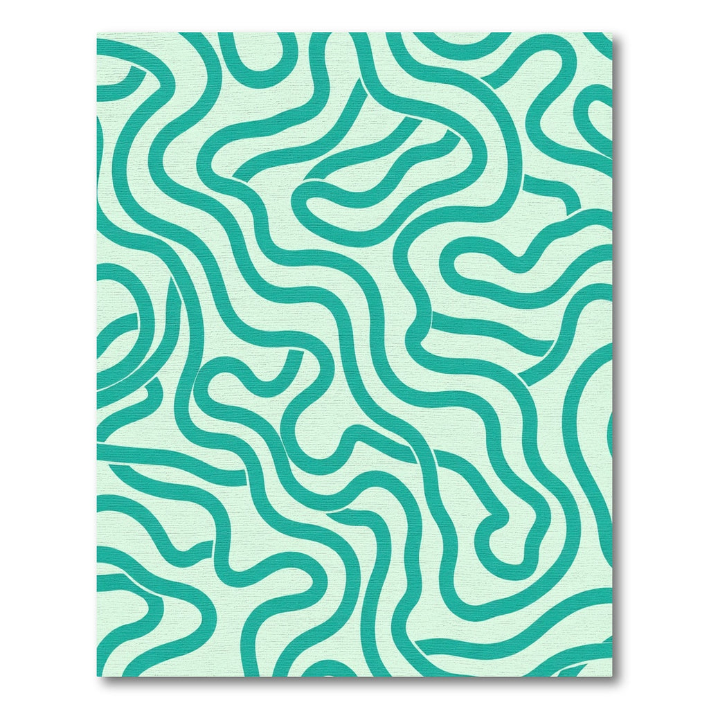 Teal Wavy Line Abstract Rug