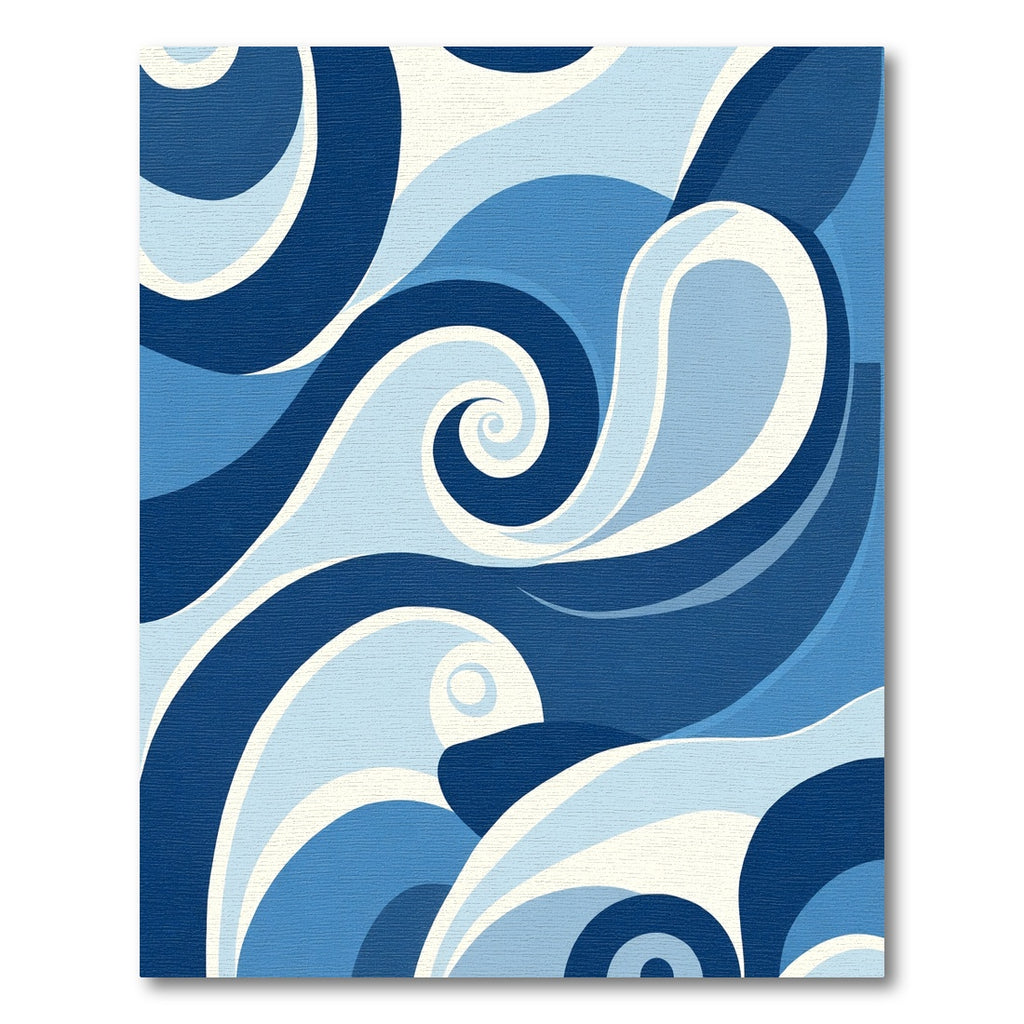 Cool Blue Swirl Abstract Wave Rug