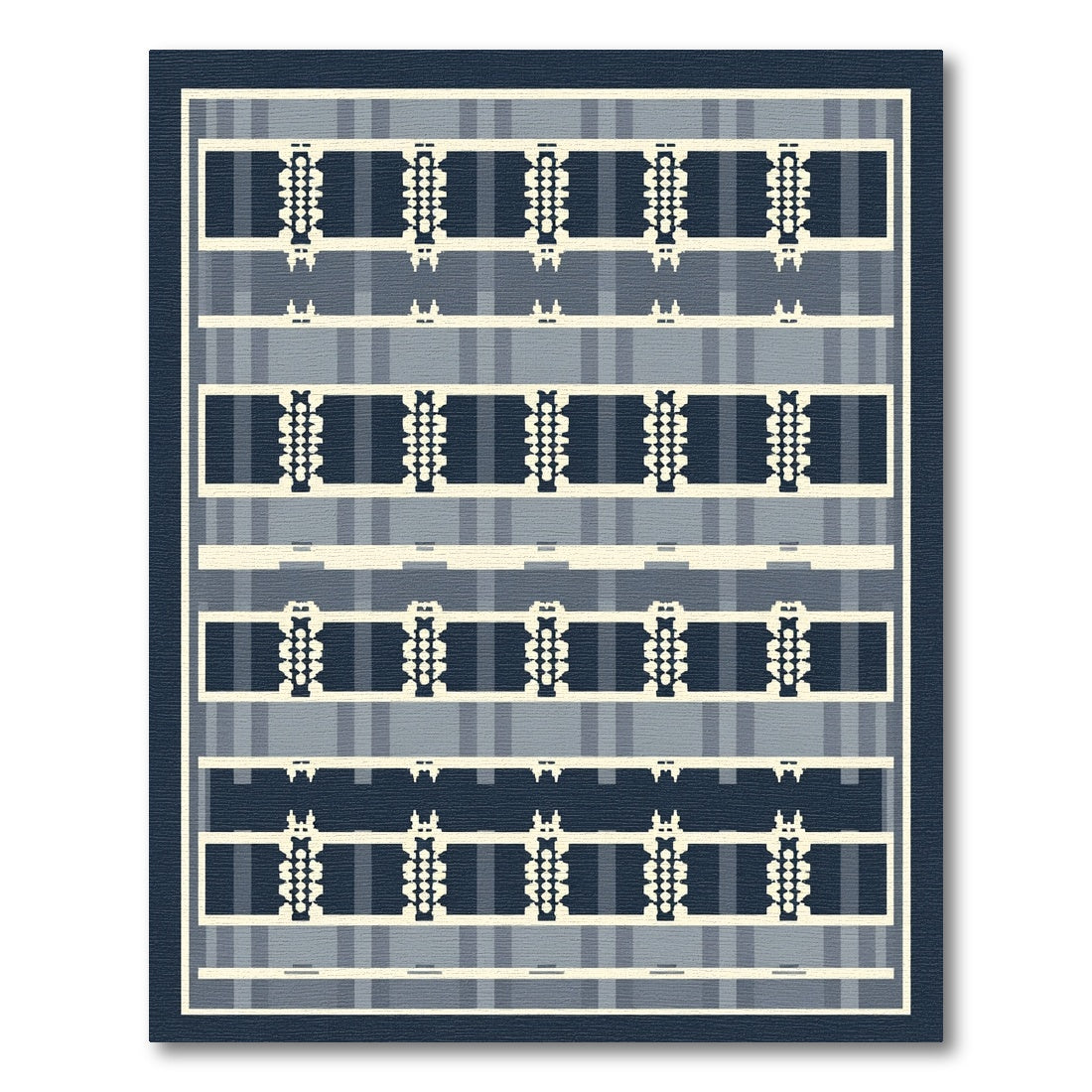 Tonal Gray Rectangular Checkerboard Rug