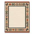 Terracotta Tribal Symbols Geometric Border Rug