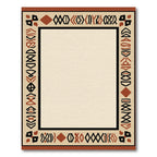 Terracotta Tribal Symbols Geometric Border Rug