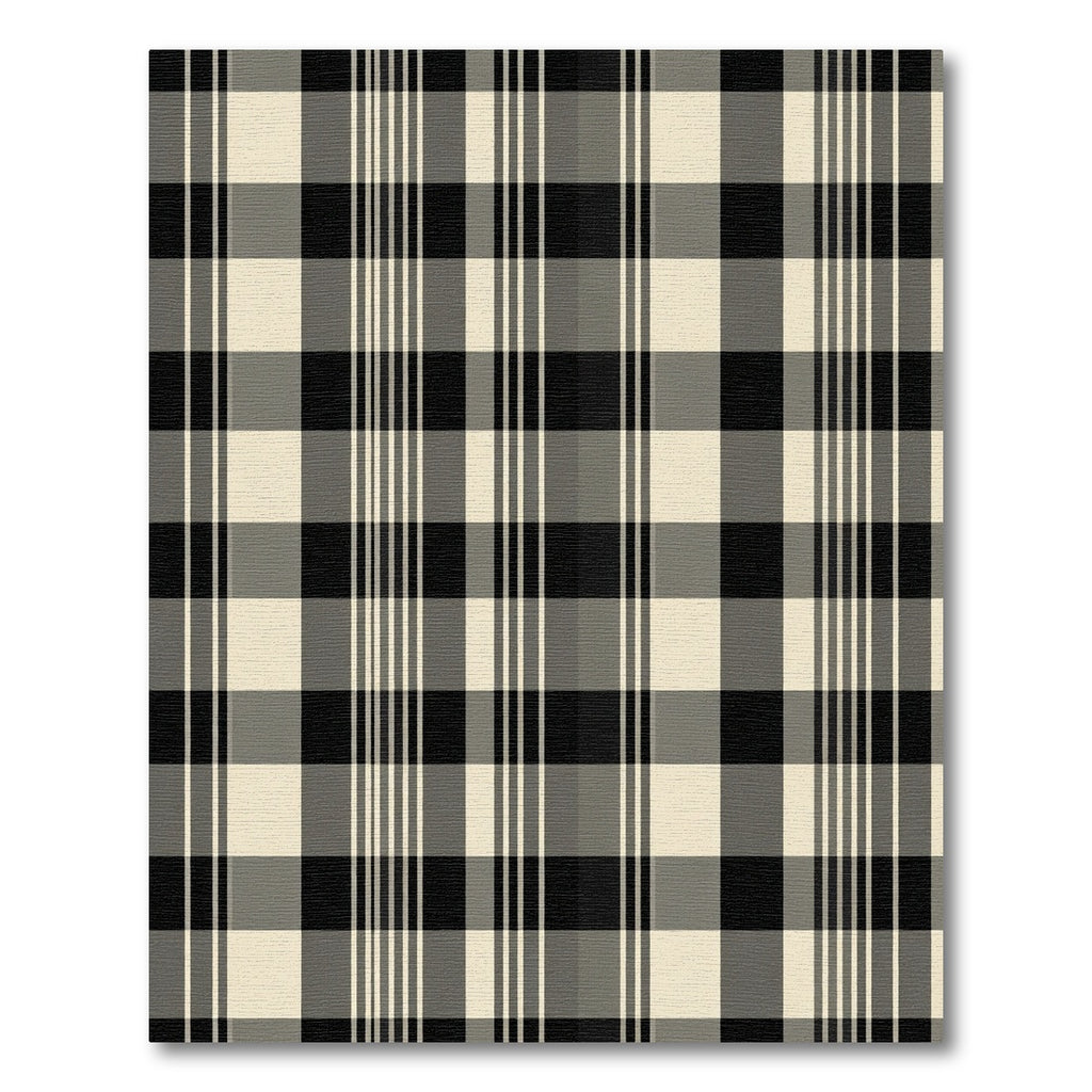 Sophisticated Black Cream Plaid Lines Rug