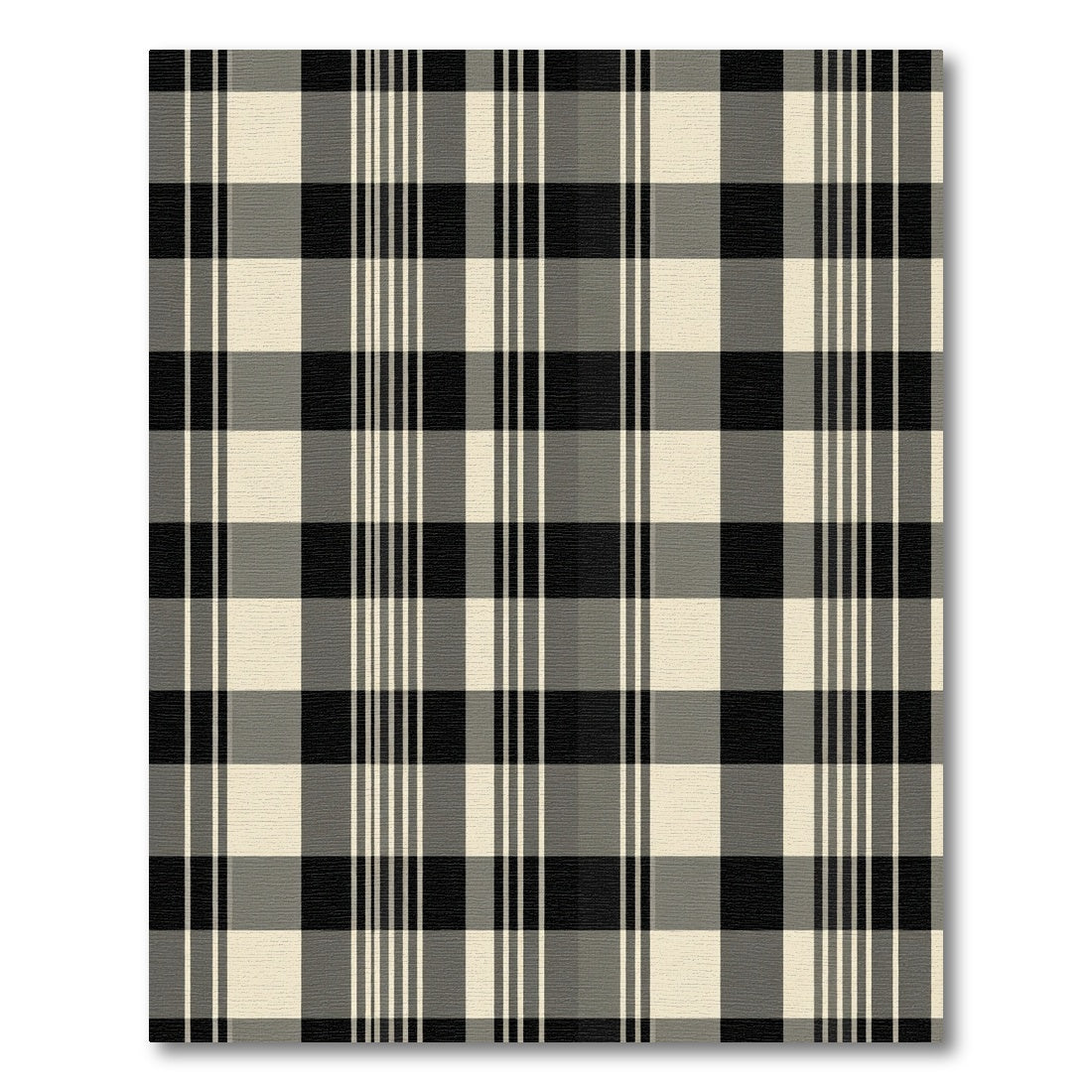 Sophisticated Black Cream Plaid Lines Rug