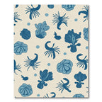 Deep Blue Botanical Sea Creature Rug