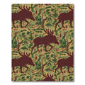 Burgundy Moose Camouflage Forest Repeat Rug