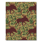Burgundy Moose Camouflage Forest Repeat Rug