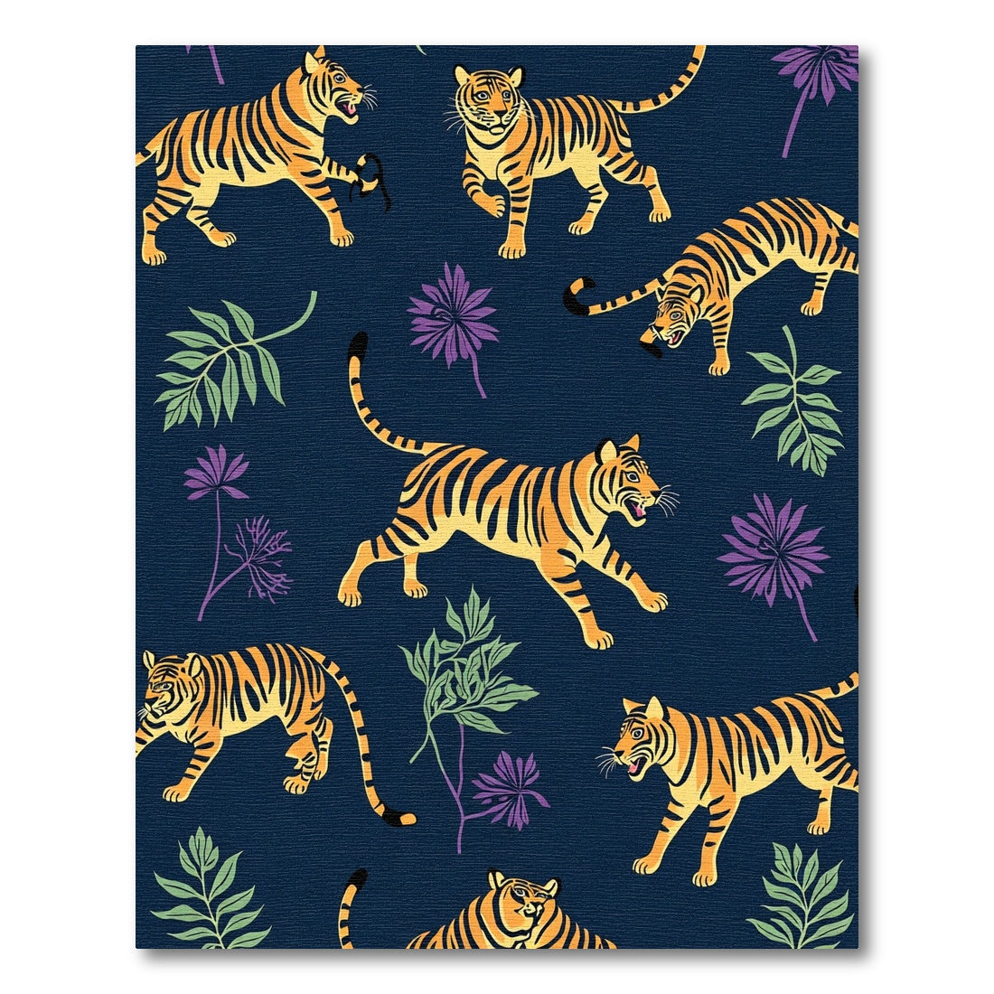 Savage Tigers Jungle Foliage Dark Rug