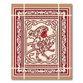 Crimson Rooster Folk Art Rug