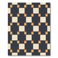 Navy Cream Ochre Interlocking Squares Rug