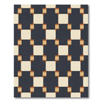 Navy Cream Ochre Interlocking Squares Rug