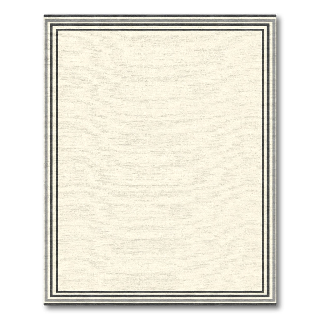 Cream and Charcoal Bordered Squares Rug