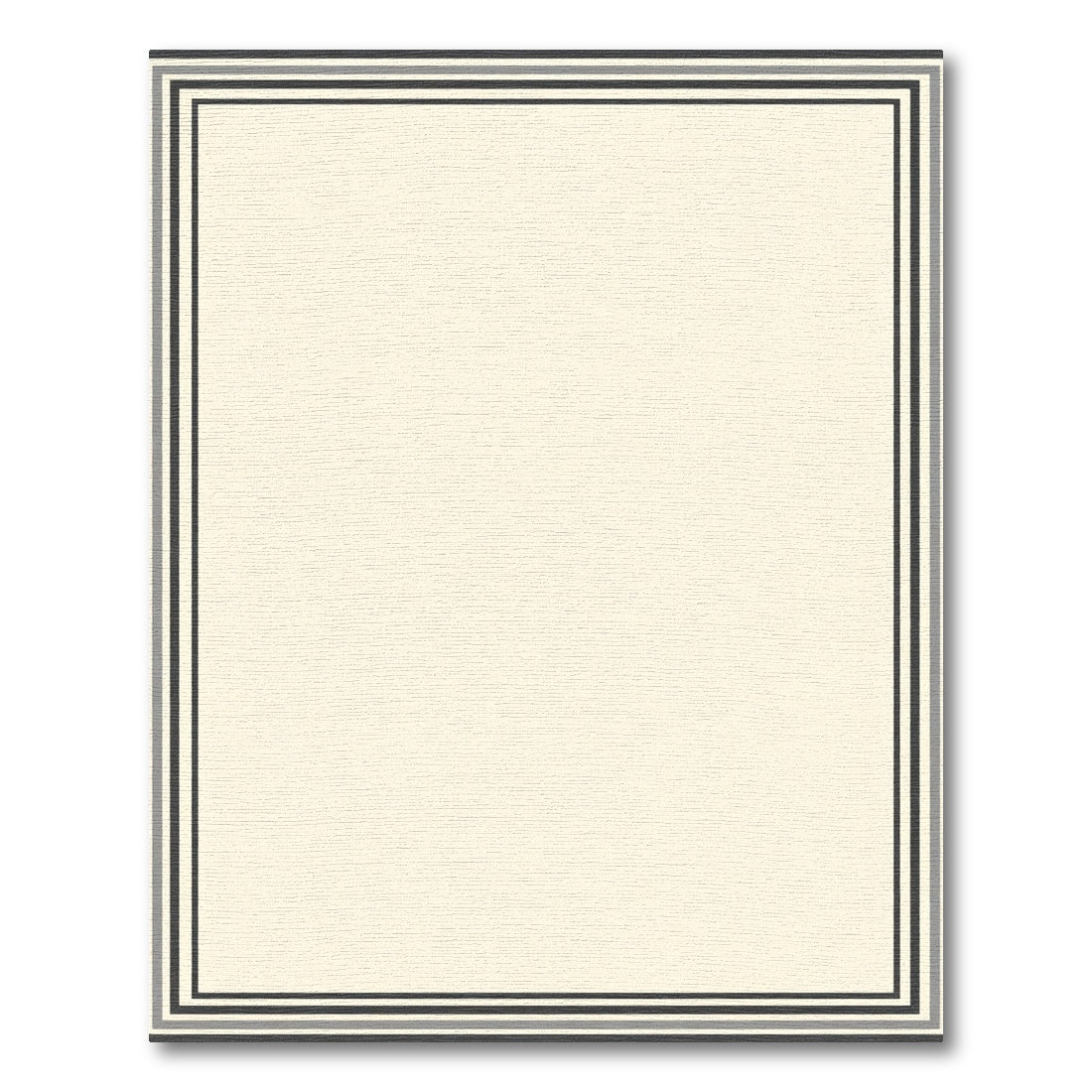 Cream and Charcoal Bordered Squares Rug
