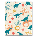 Teal Dinosaurs Orange Curvy Shapes Rug