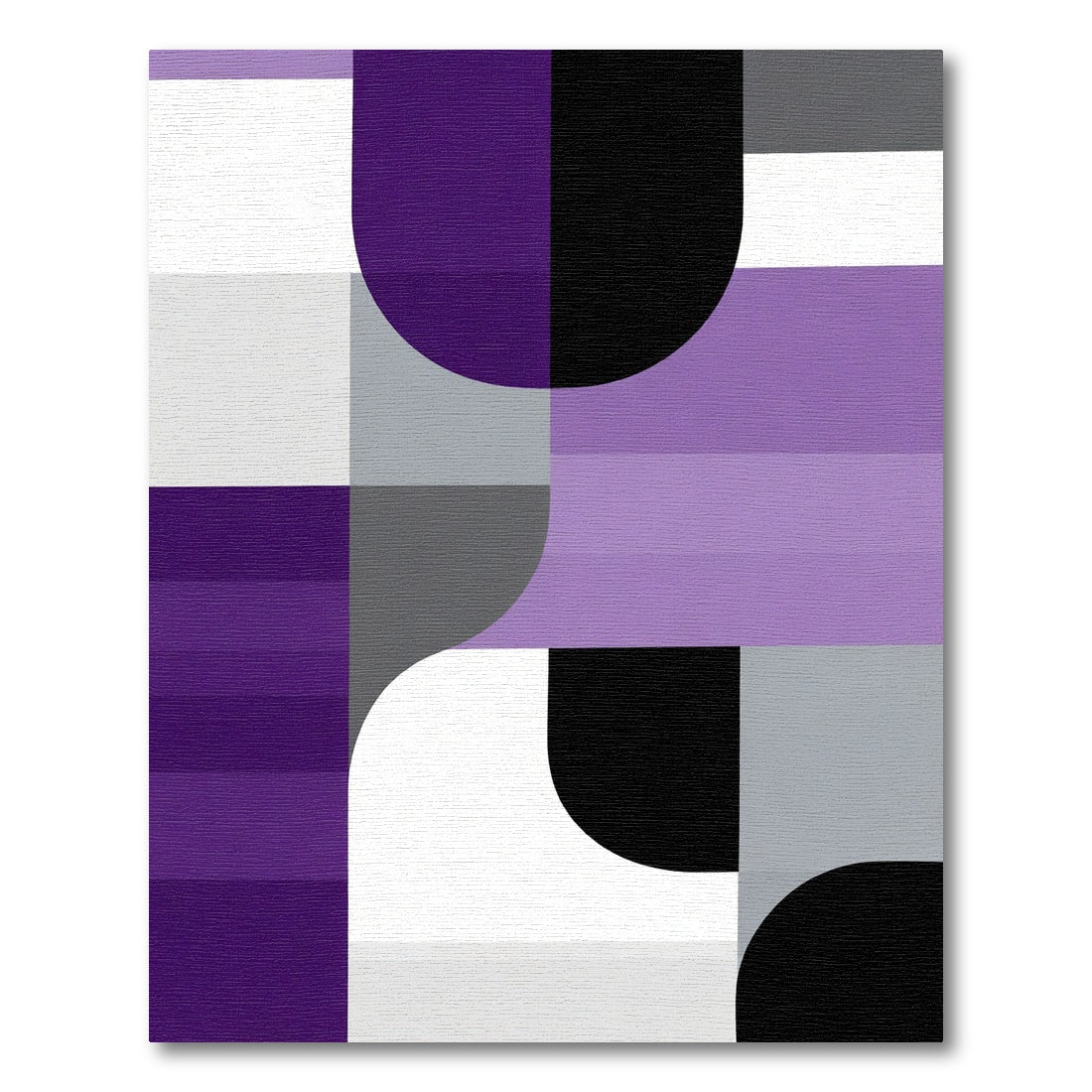 Modern Purple Black Geometric Abstraction Rug