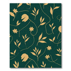 Golden Botanical Silhouette Dark Green Rug