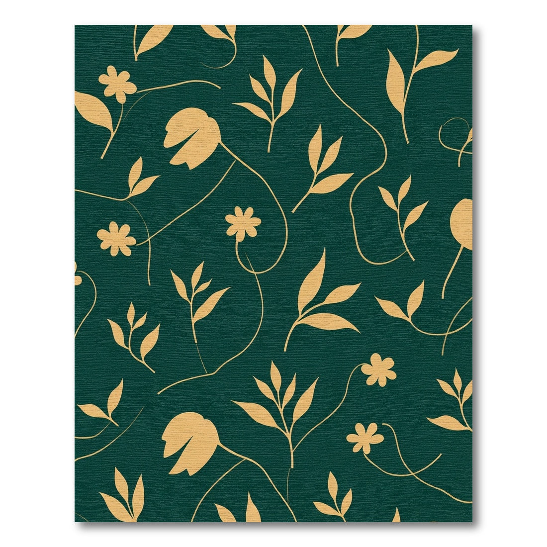 Golden Botanical Silhouette Dark Green Rug