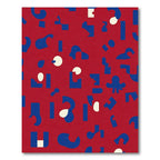 Red Blue Abstract Shapely Collage Rug