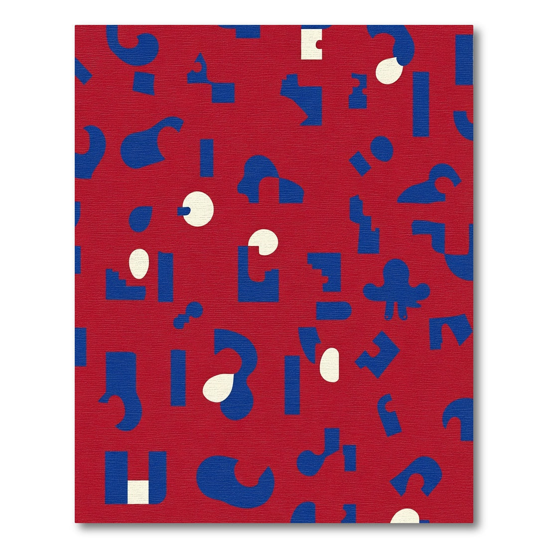 Red Blue Abstract Shapely Collage Rug