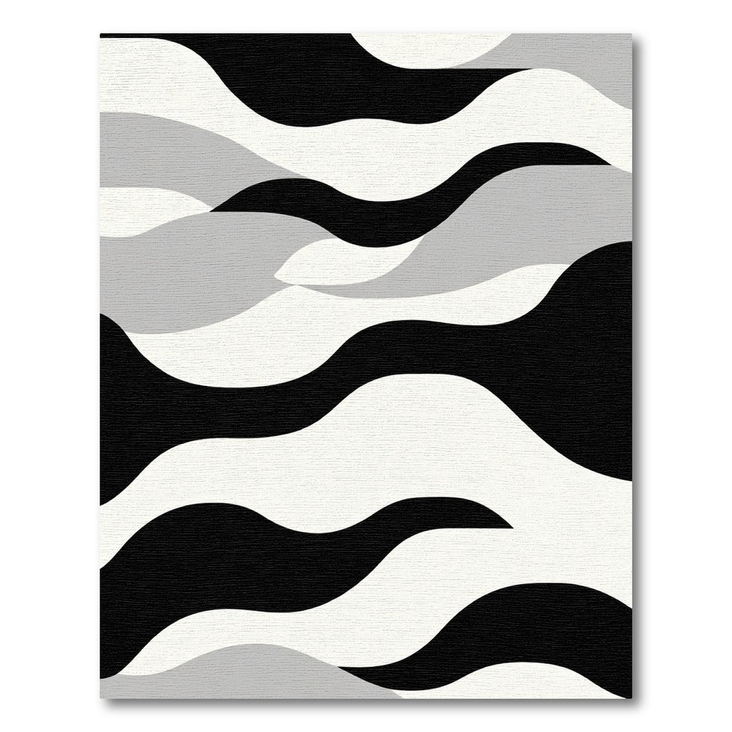 Monochromatic Abstract Wave Landscape Rug