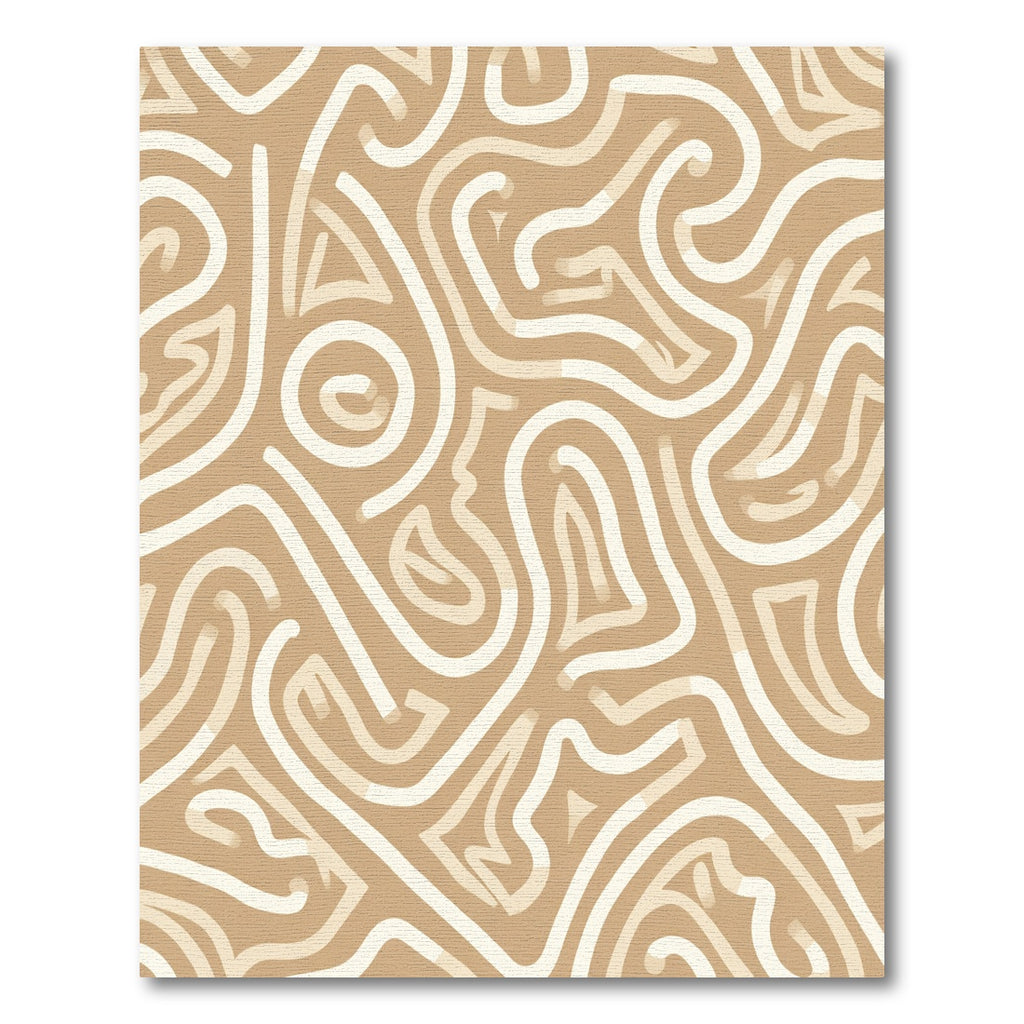 Earthy Cream Abstract Maze Swirls Rug