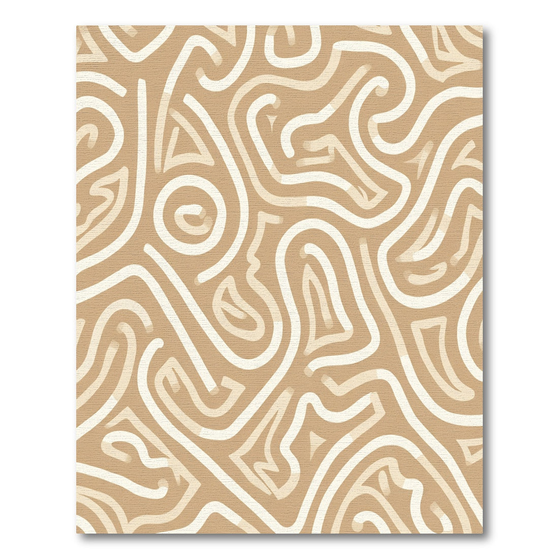 Earthy Cream Abstract Maze Swirls Rug