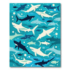 Oceanic Shark School In Blue Depths Rug