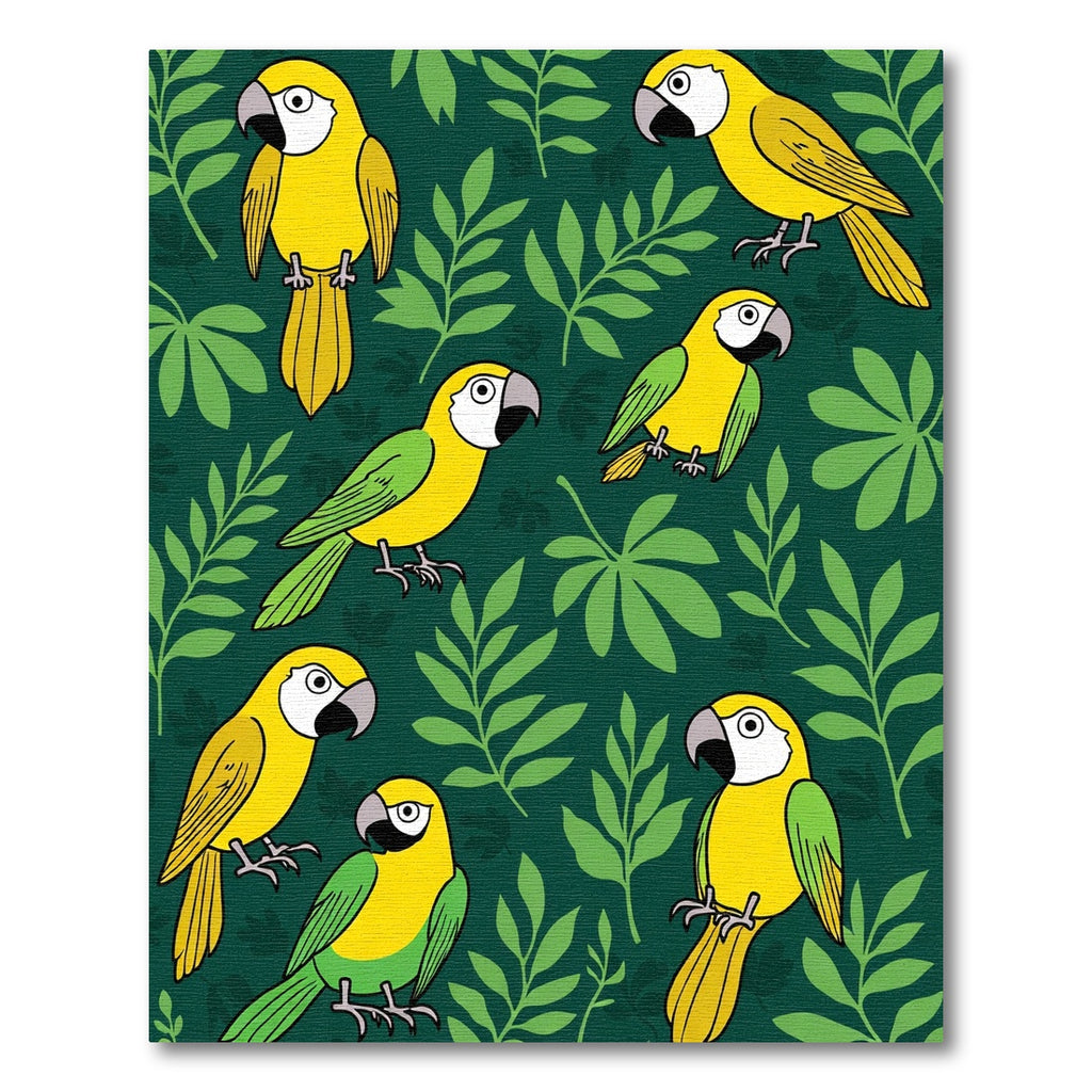 Yellow Parrots Tropical Foliage Rug
