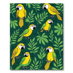 Yellow Parrots Tropical Foliage Rug