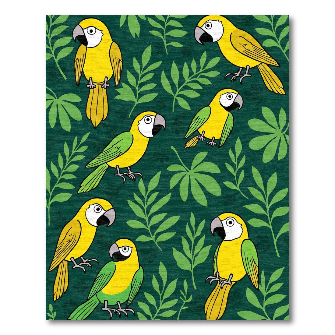 Yellow Parrots Tropical Foliage Rug