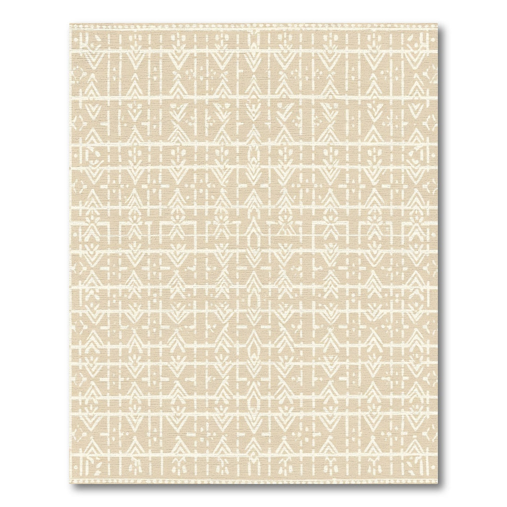 Neutral Tan Rustic Tribal Stripe Rug