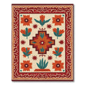 Terracotta Orange Folk Art Floral Rug