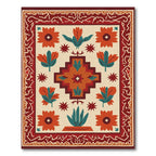 Terracotta Orange Folk Art Floral Rug