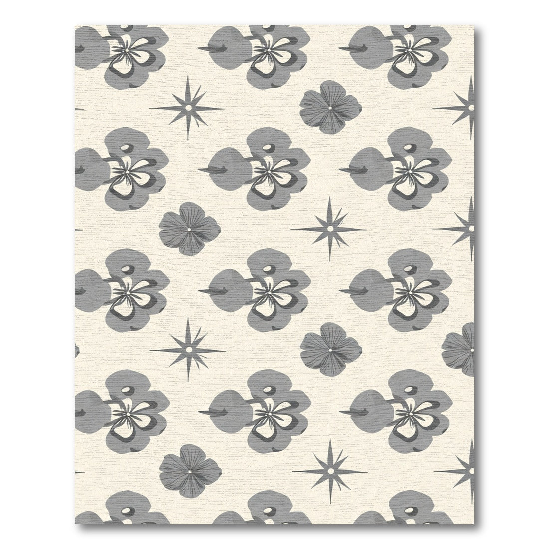Retro Gray Floral Starburst Rug