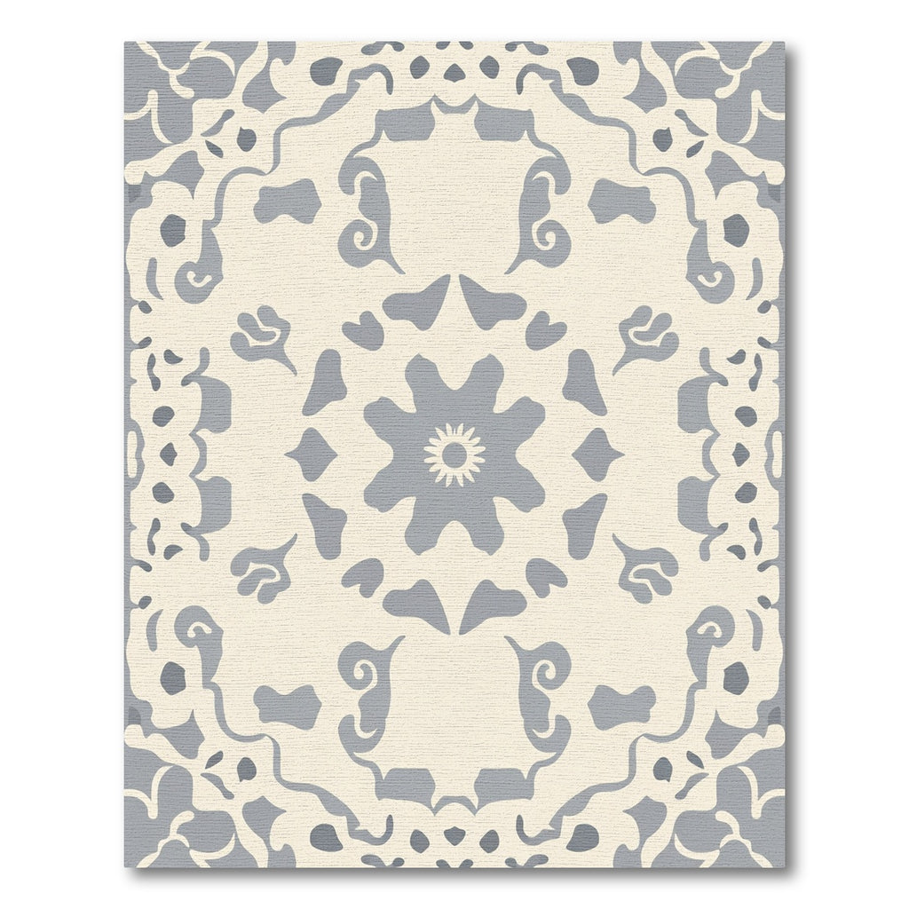 Cream Gray Floral Medallion Arrangement Rug