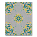 Gray Teal Yellow Floral Medallion Rug