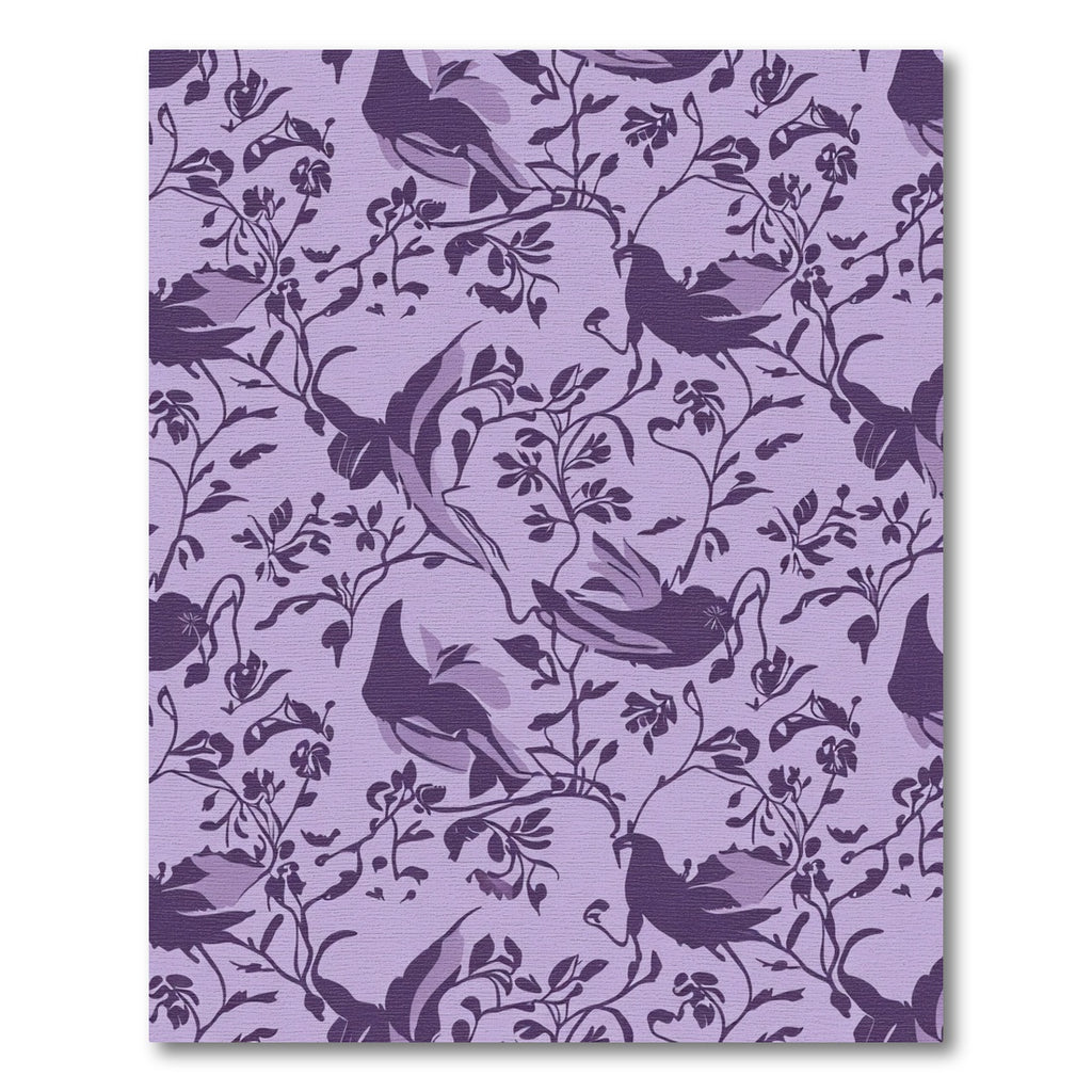 Purple Birds Floral Woodland Scene Rug