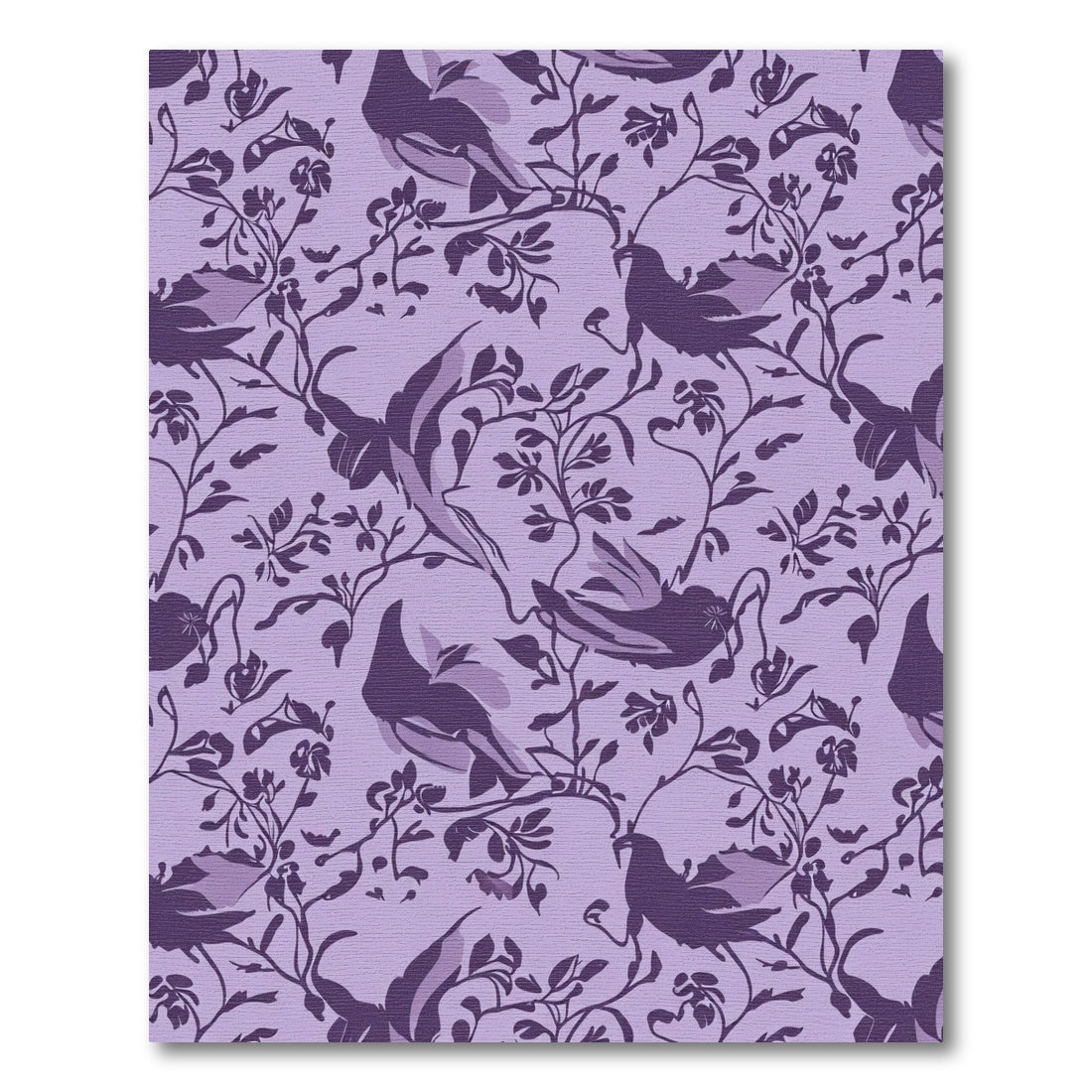 Purple Birds Floral Woodland Scene Rug