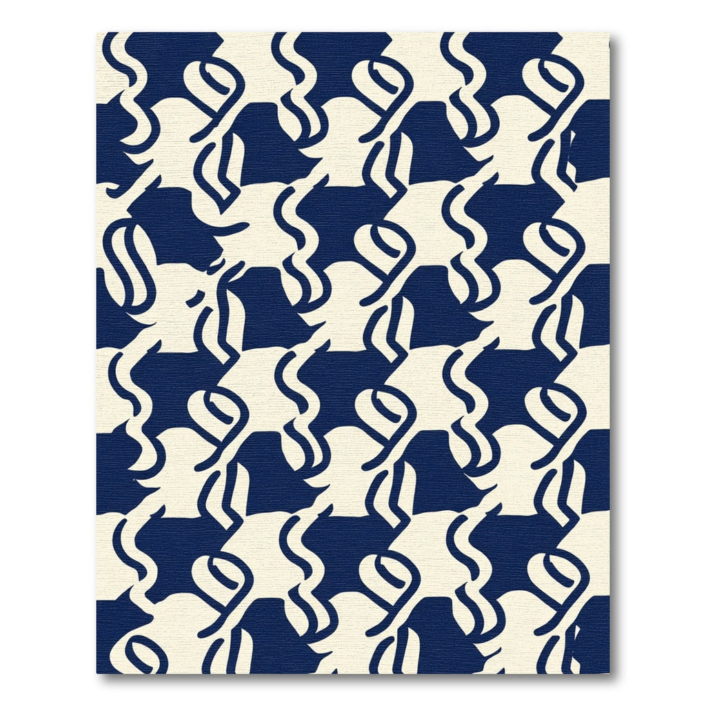 Navy Ivory Interlocking Abstract figures Rug