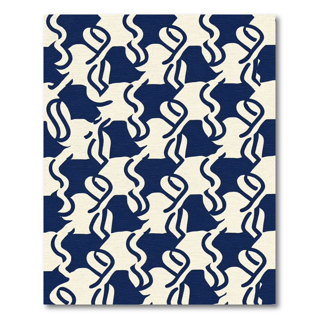 Navy Ivory Interlocking Abstract figures Rug
