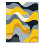 Golden Abstract Layered Waves Rug