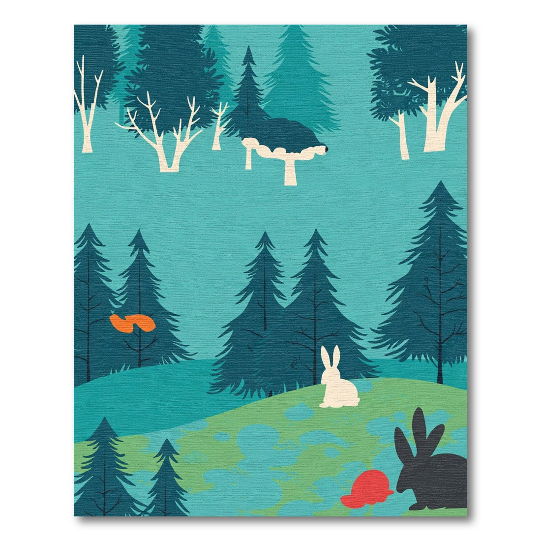 Forest Animals Woodland Scene Rug