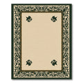 Dark Green Ornate Floral Border Rug