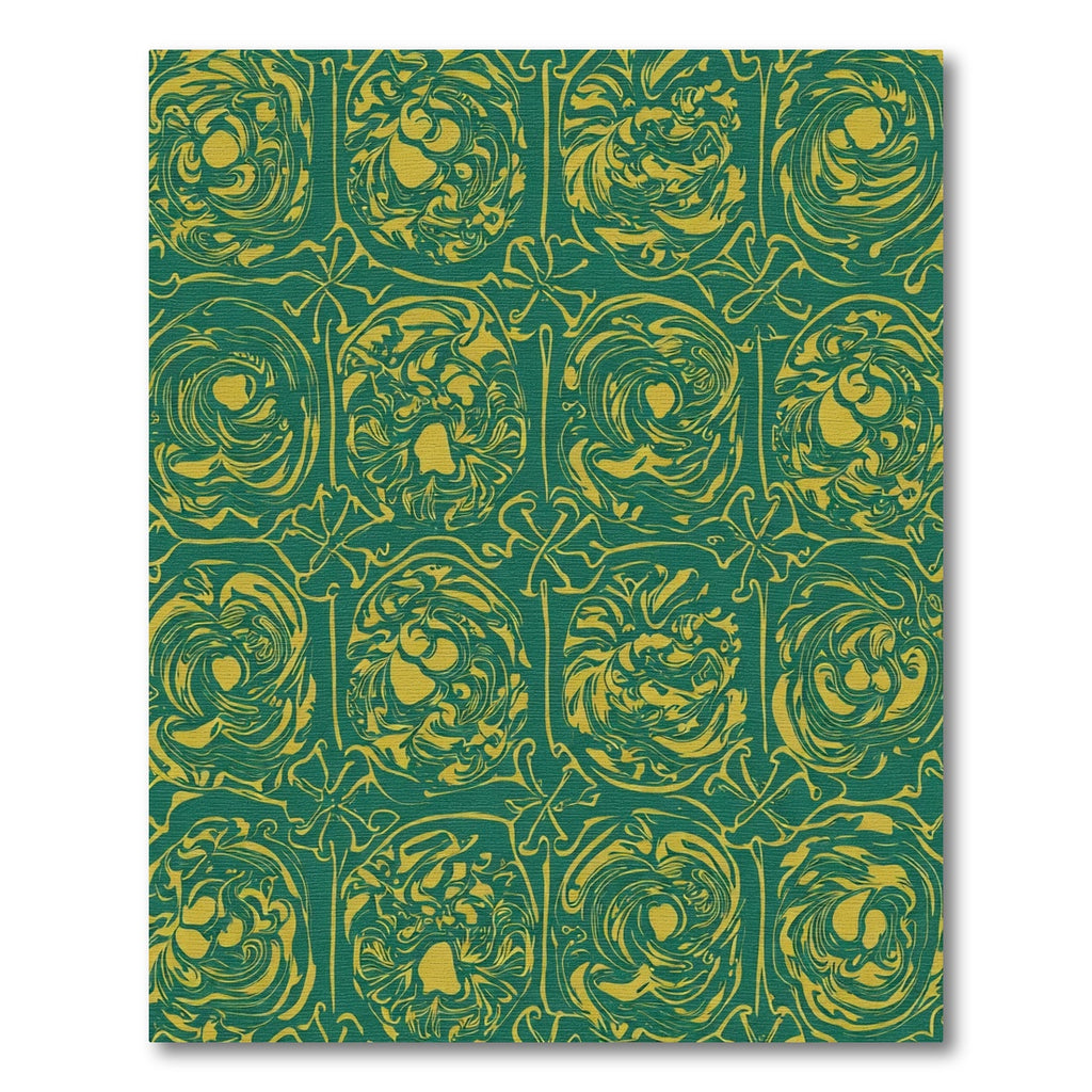 Emerald Green Golden Swirl Medallion Rug