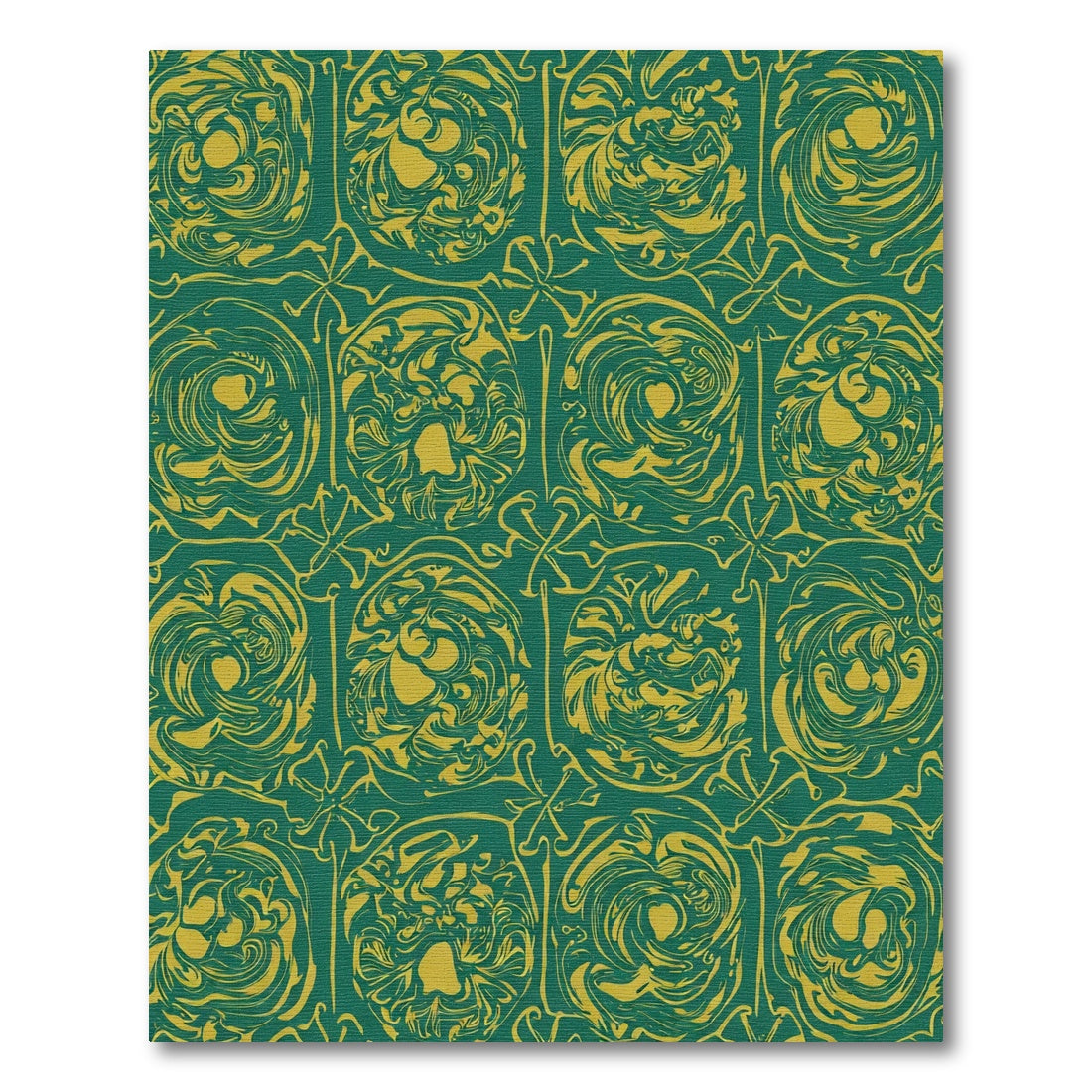 Emerald Green Golden Swirl Medallion Rug