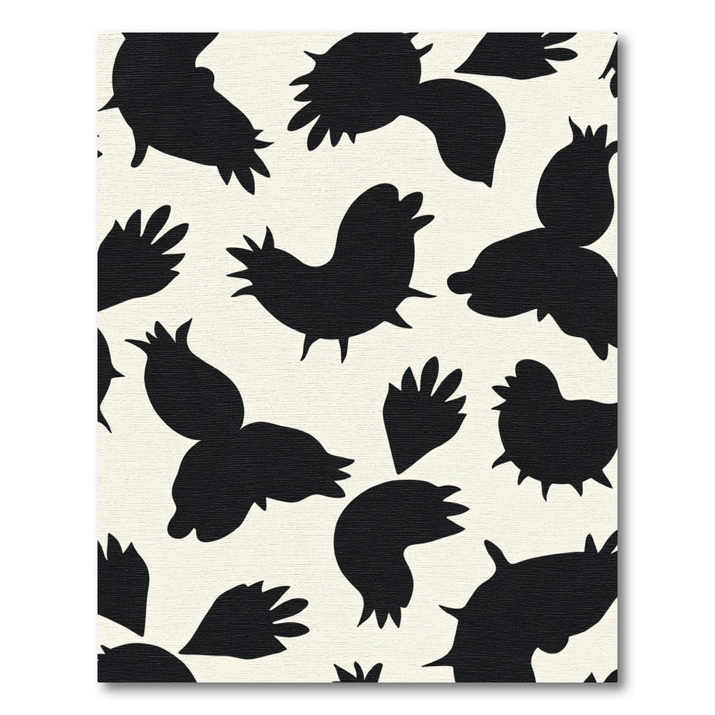 Black and Cream Abstract Bird Forms Rug