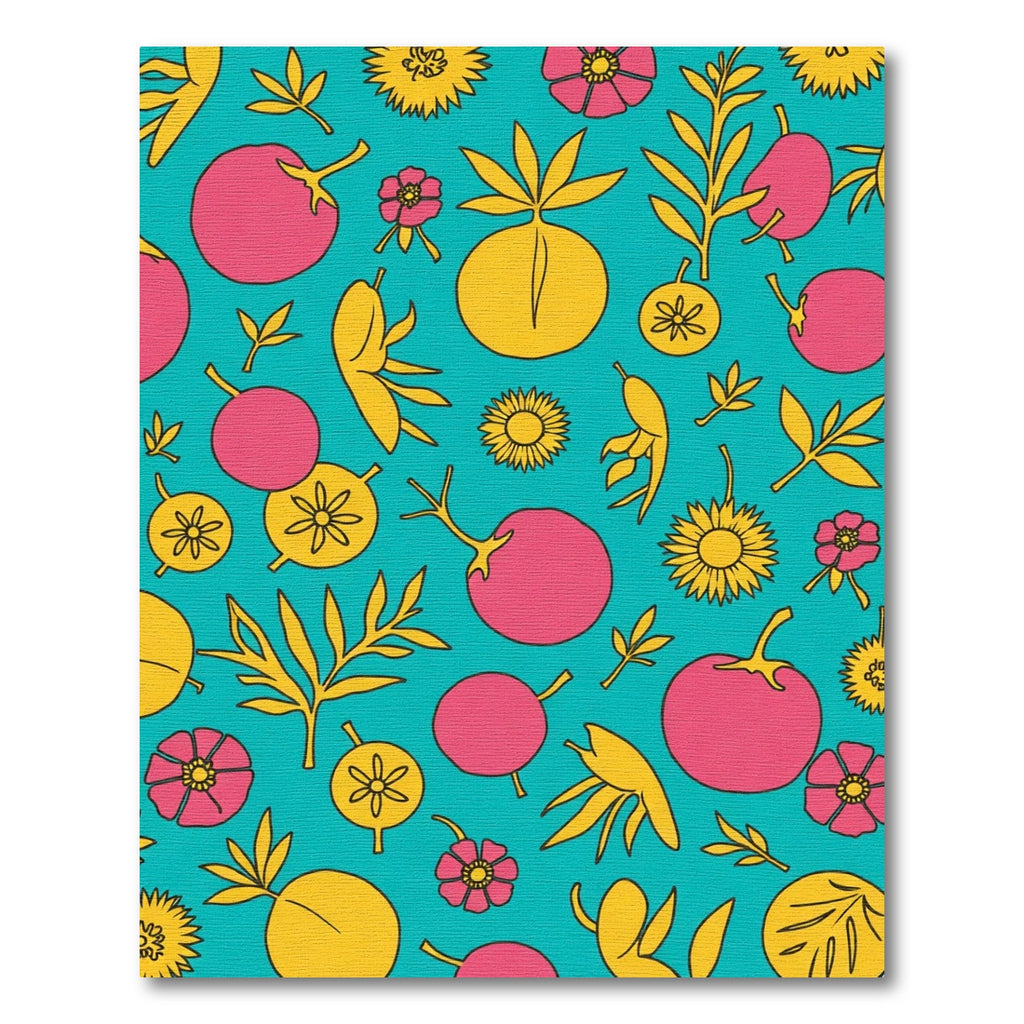 Pink Yellow Floral Aqua Background Rug